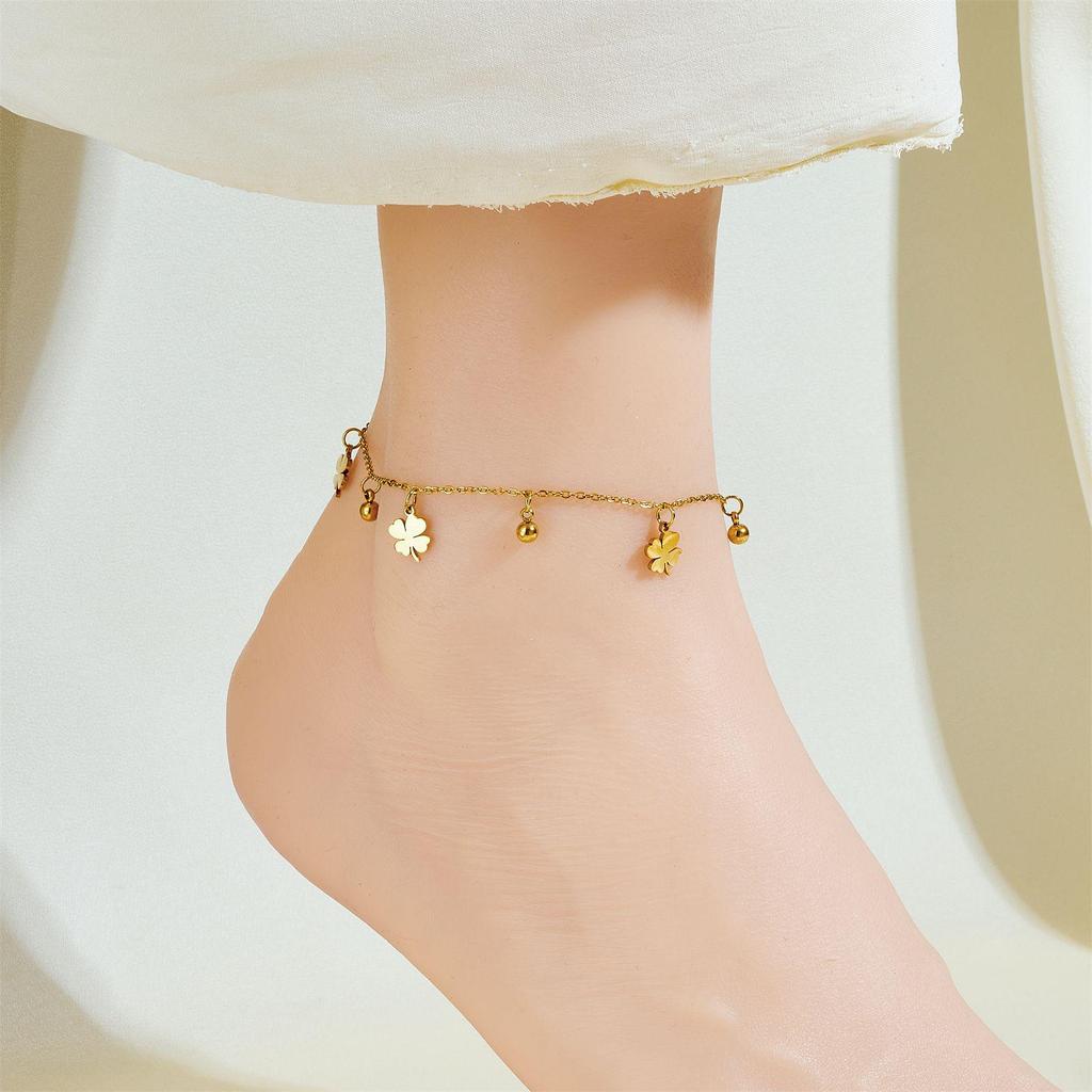Tide Double-Layer Heart Anklet: 18K Gold-Plated Titanium Steel, Non-fading Fashion Light Luxury for Women