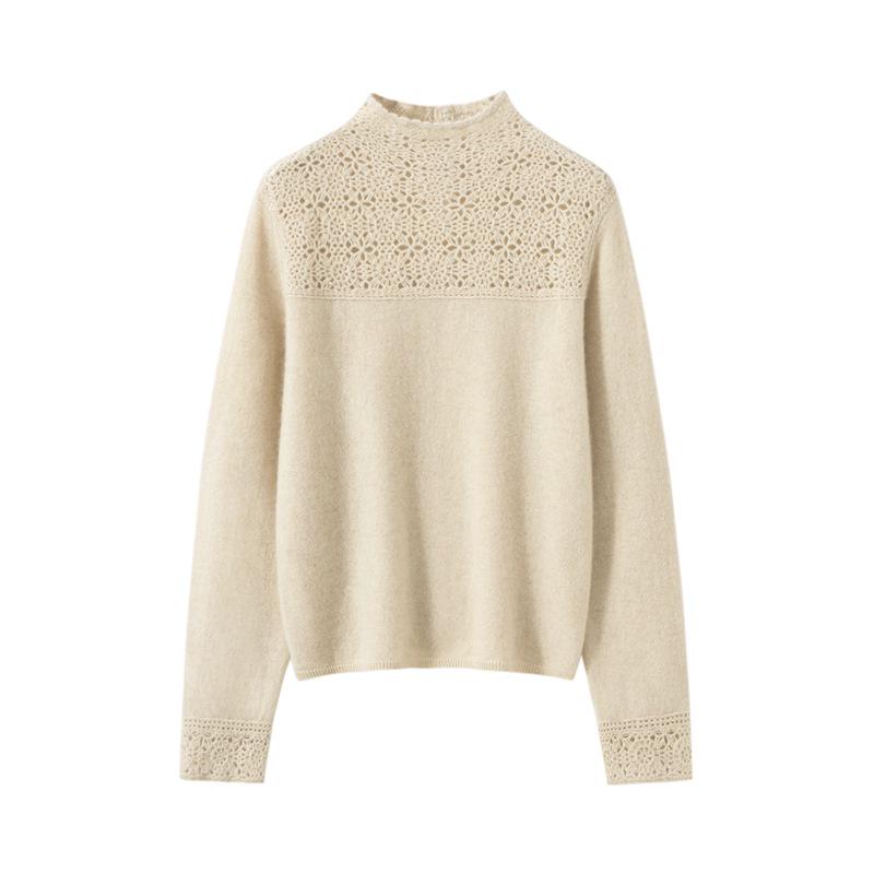 Romantic & Aesthetic High Neck 100% Pure Cashmere Red Sweater – Warm, Soft, Knitted Base Layer for Women