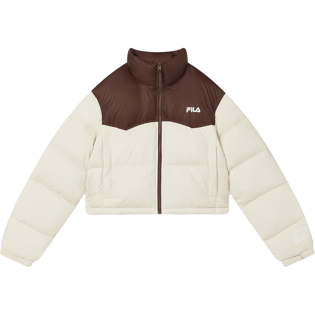 

FILA 2023 Winter New Stylish Color Block Short Stand Collar Down Jacket Women Jacket Wheat-Beige F51W349902F-BG XL