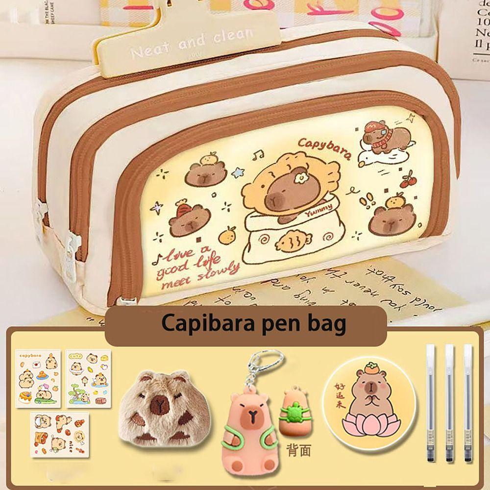 

Пенал великої ємності Capybara Сумка для зберігання канцелярських товарів Високоякісна сумка для ручок Студент Capybara 9-piece set