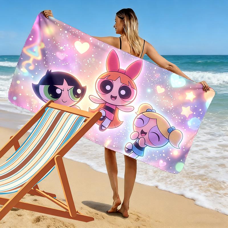 The Powerpuff Girls Print Beach Towel, Large Soft Quick Dry Towel for Beach Camping Swimming