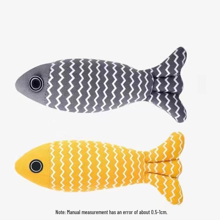 Catnip Burlap Fish Teether for Kittens - Self-Play Boredom Relief Toy