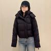 New Lulu Puff Four-grid Removable Hooded Down Jacket Winter Women's Short Thickened Warm Bread Jacket
