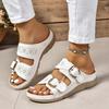 Fashion Women Slipper Fashion Summer 2025 Peep Toe Wedge Casual Slippers Platform Buckle Outdoor Comfortable Anti Slip Roman Beach Shoes