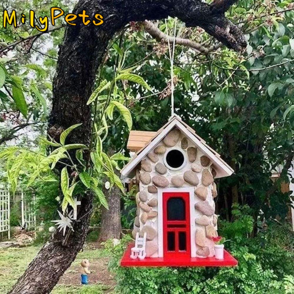 Crafts Resin Bird House Durable Hanging Bird Feeder Exquisite Bird Nest Tree