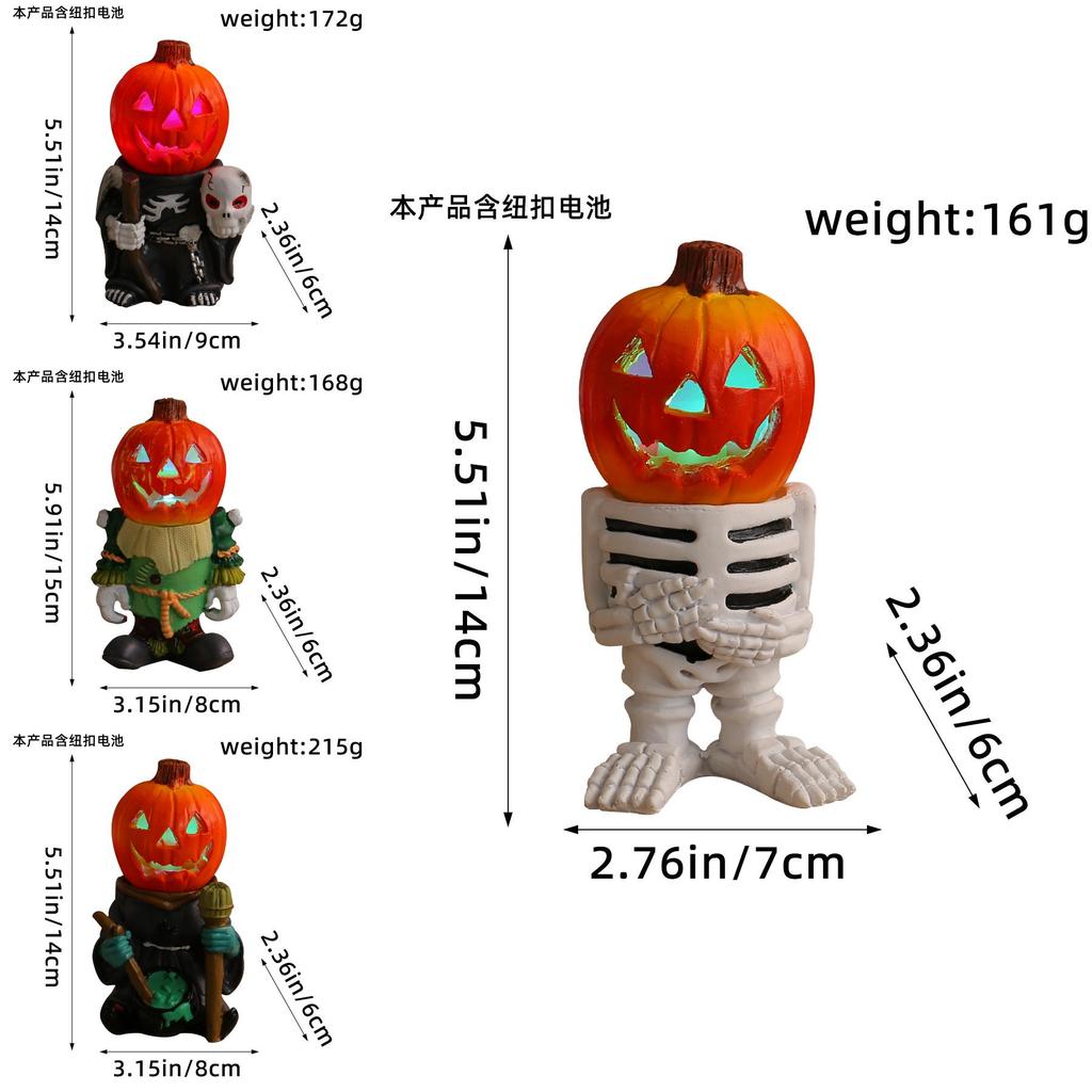 Decorative Led Pumpkin Knight Tabletop Ornament For Halloween Festive Home Decor