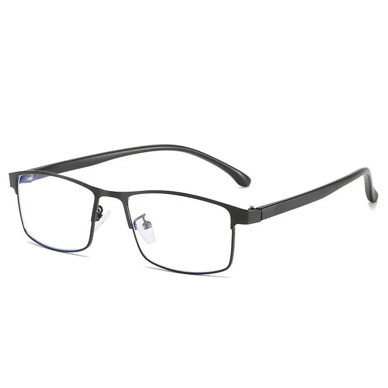Business Men Women Anti-Blue Light Myopia Glasses Finished Metal Square Prescription Eyeglasses Diopter 0 -0.5 To -6.0