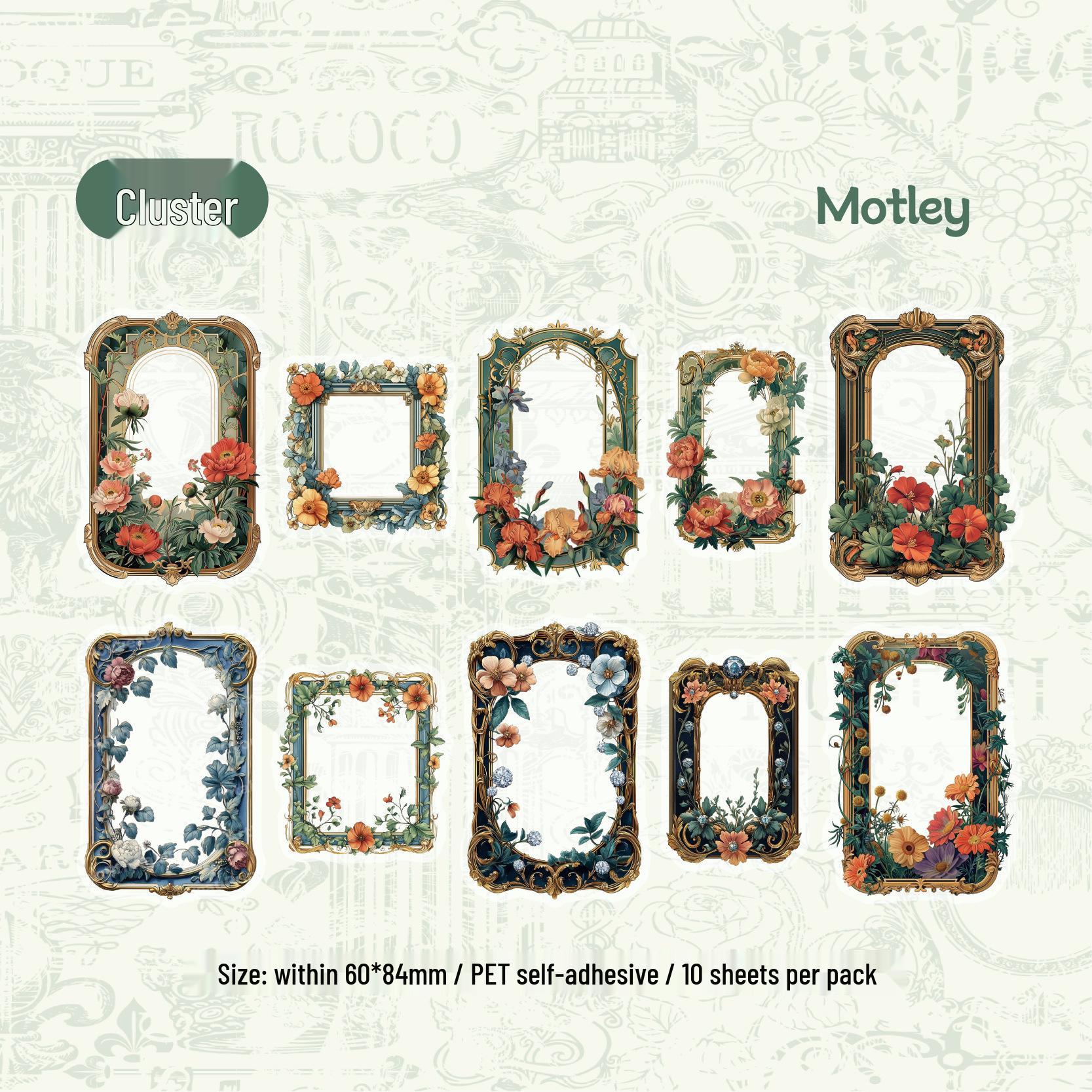 Ретро Цветочная Бордюрная Наклейка для Рукописного Журнала - ПЭТ Материал DIY Набор