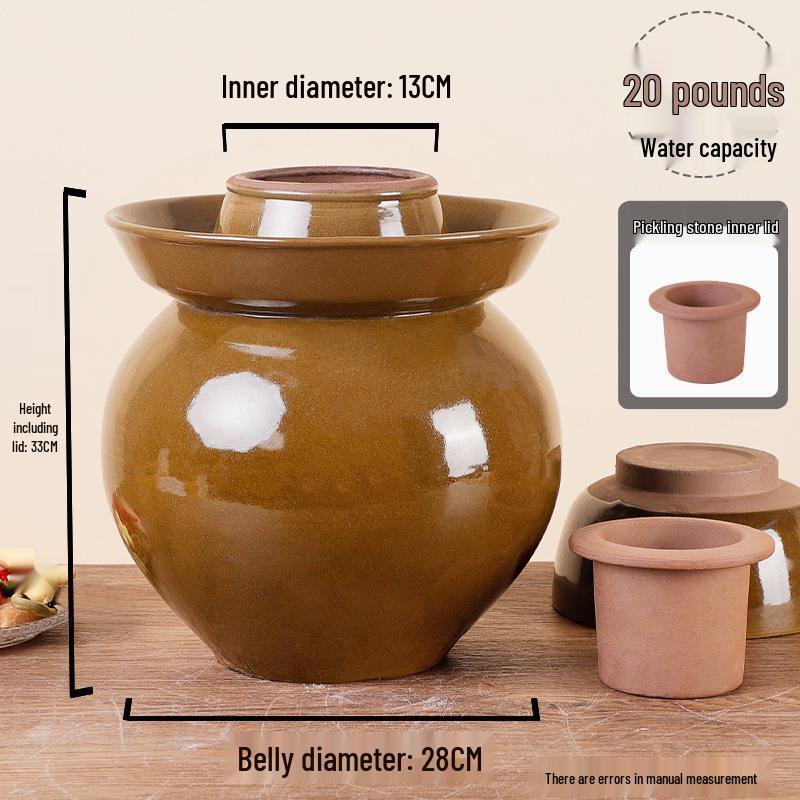 Large Earthenware Sichuan Pickled Vegetable Jar - Traditional Ceramic Sauerkraut Pot for Home Use