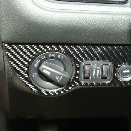 Kohlefaser Scheinwerferschalter Knopf Abdeckung Zierleiste für Dodge Charger/Challenger 15+