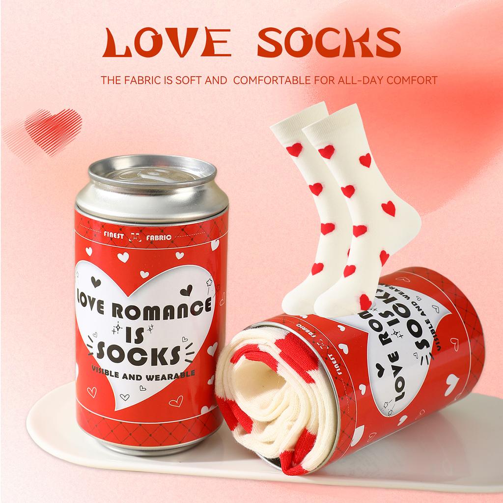 1 pair of mid-calf socks for men and women with love patterns, novel, interesting and practical socks suitable for holiday gifts