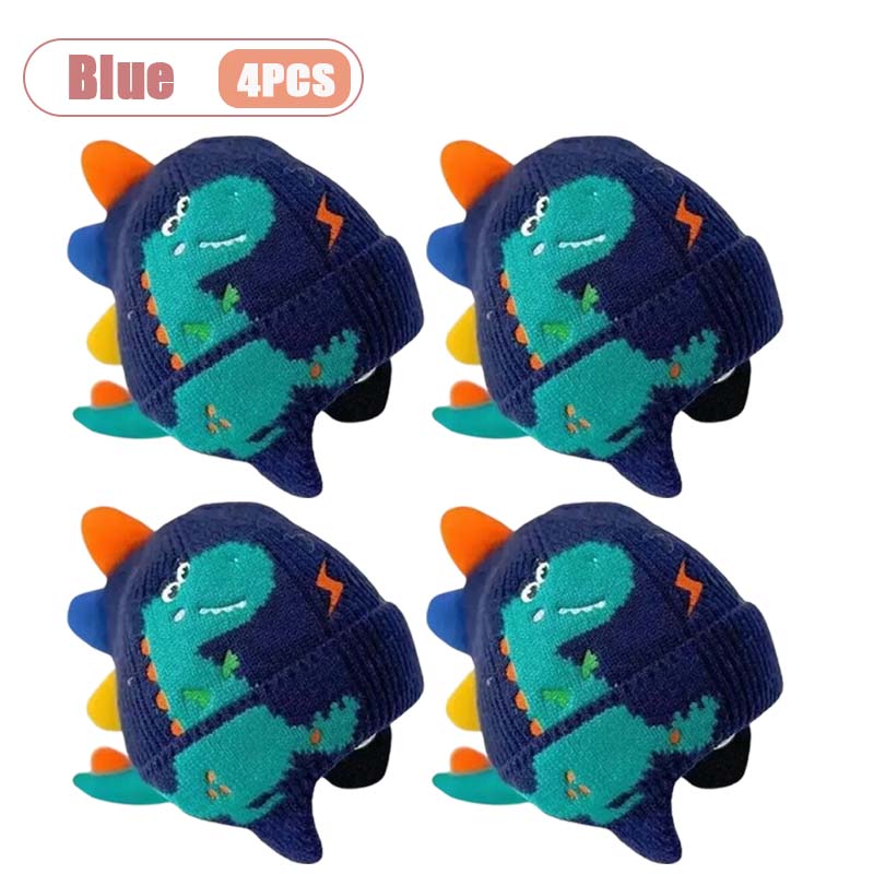 1-4 STÜCKE Warme Winddichte Dinosaurier Strickmütze mit Ohrenschutz Weiches Garn Herbst Winter Kopfbedeckung Modeaccessoire für Kinder