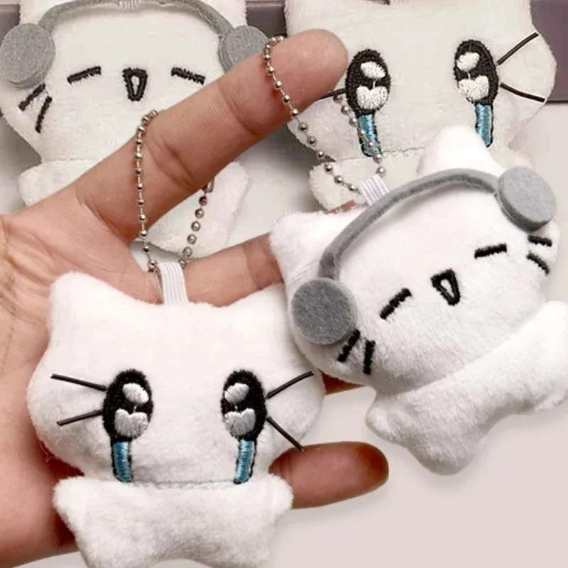 Cute Plush Cat Keychain Headphones Cat Doll Charm Bag Pendant Couple Gifts Kids Backpack Decoration Cartoon Animal Toy Accessory