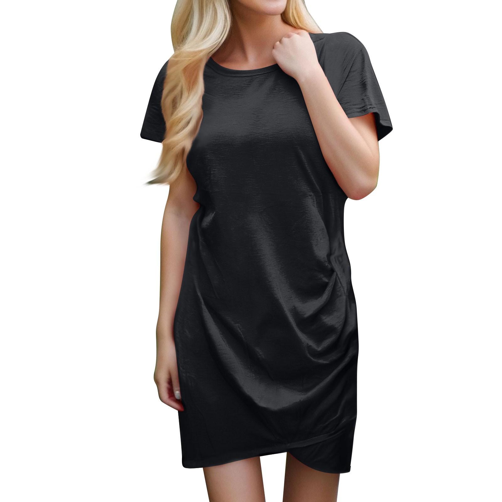 

Жіночі сукні з круглим вирізом і стегнами Нестандартні жіночі сукні з короткими рукавами L чорний