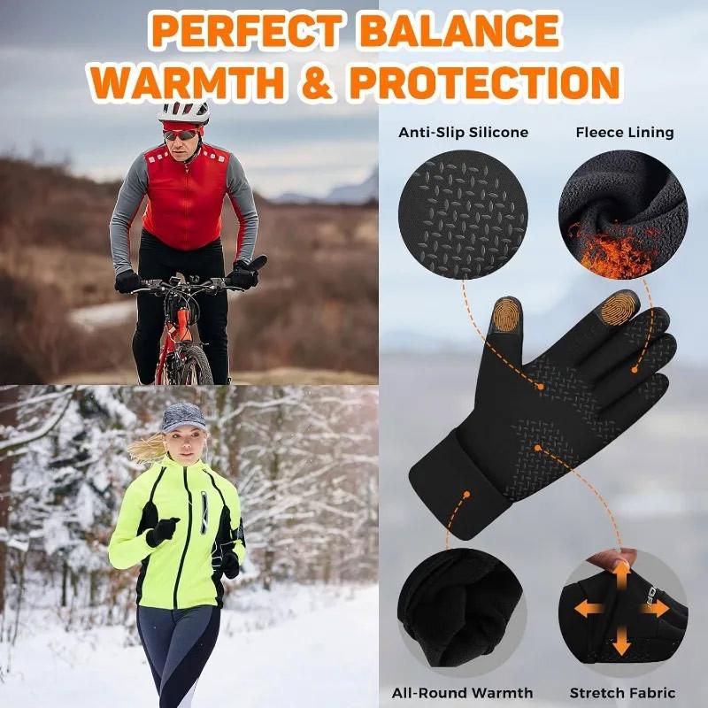 Winter Warm Gloves Touch Screen Windproof Cold-proof Cycling Gloves Men's Women's Outdoor Running Hiking Skiing Gloves Mittens