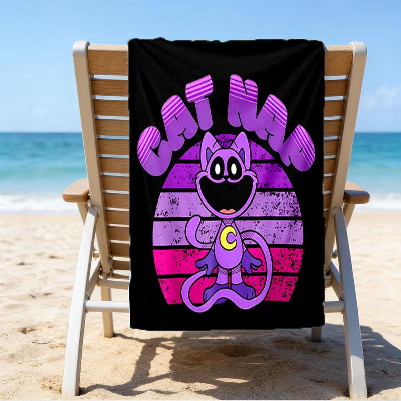 proof beach towel with a Poppy Playtime pattern - soft,absorbent,quick-drying,machine washable - perfect for swimming,camping,bathing