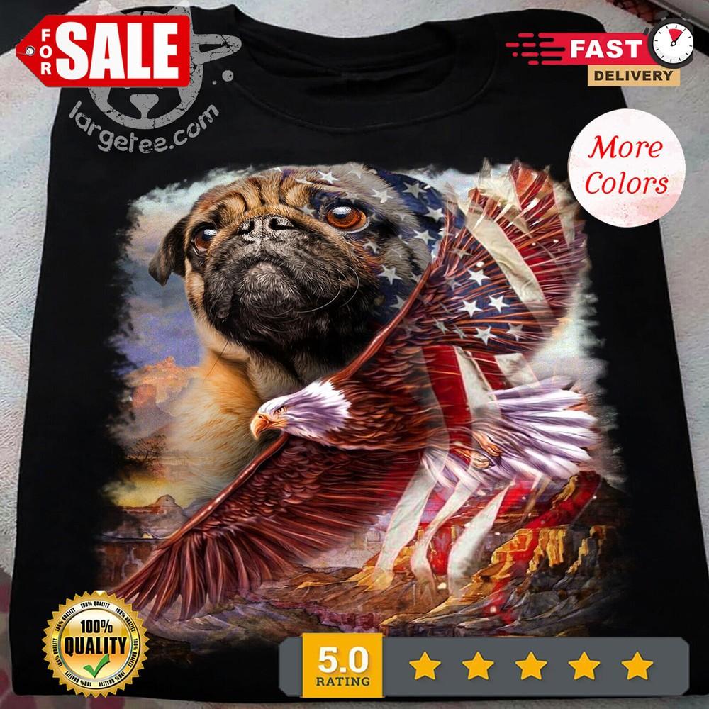 

Мопс Американский Патриот Для Любителя Мопсов Футболка S-5XL. 4XL