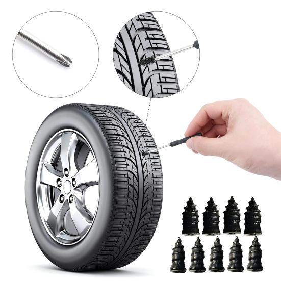 20/40/60/80Pcs Tire Repair Rubber Nails Kit Heavy Duty Screw-in Tire Repair Nails Car Motorcycle