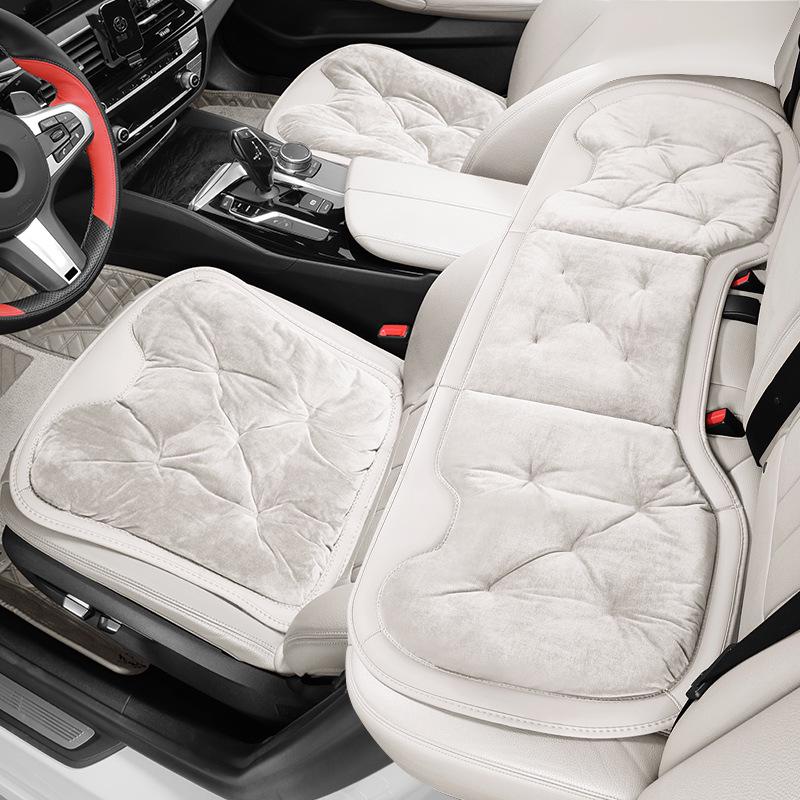 Plush Car Seat Cushion with Backrest - Thickened for Autumn/Winter Warmth
