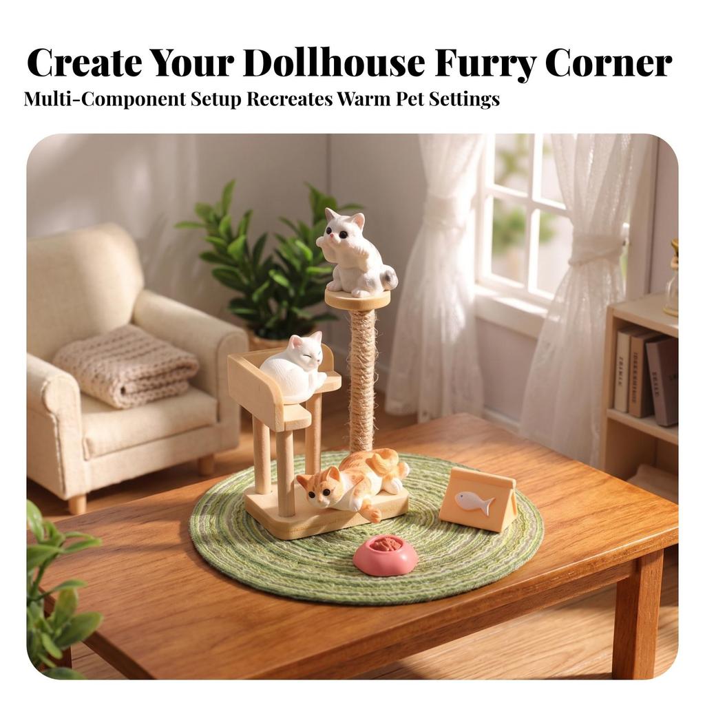 Miniature Cat Tree Cute Decoration Compact for Photo Styling, Photographers