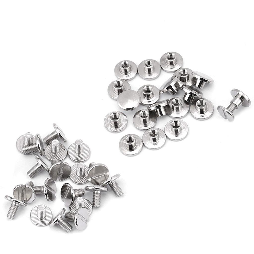 20Pcs Set Durable Brass Threaded Flat Head Nut Nail Rivets Screws Leather Craft Repair Supplies