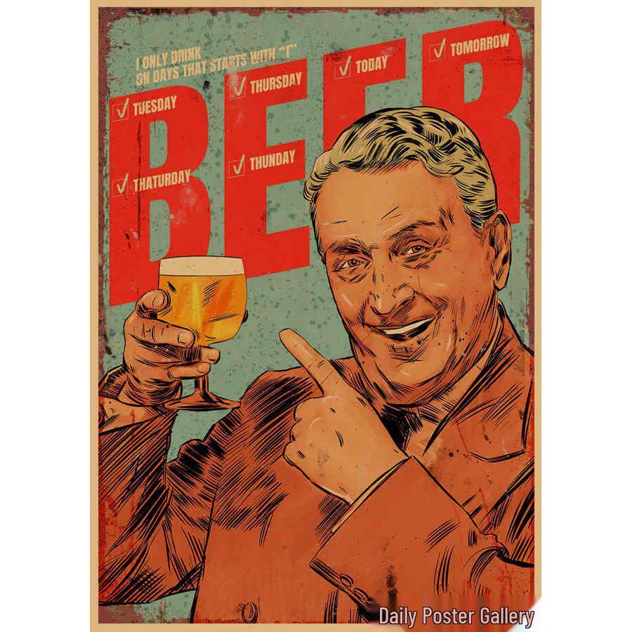 

Retro Bar & Restaurant KTV Skewers Beer Poster - Decorative Kraft Wall Mural 483 29.7X42cm(A3 size)