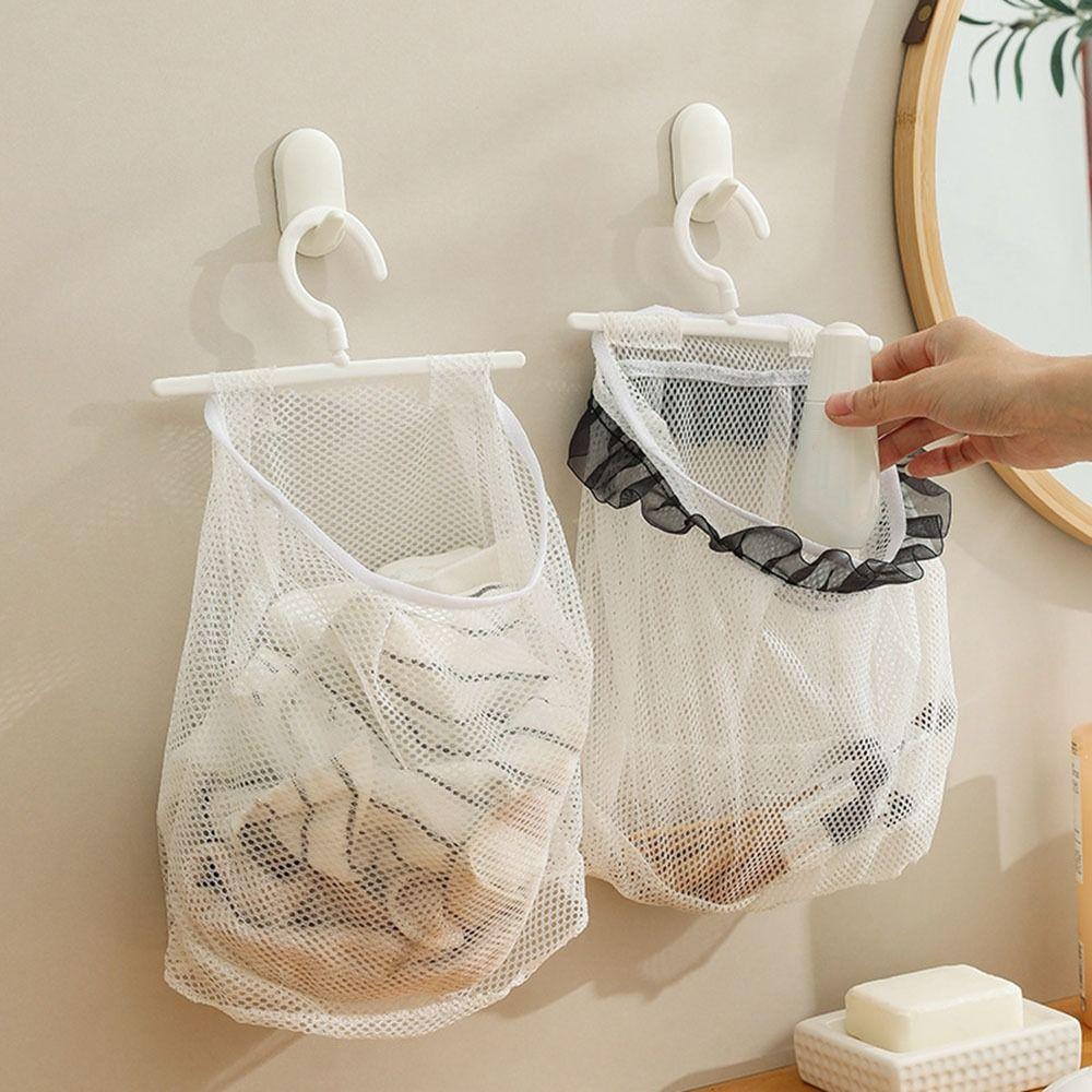 Foldable Clothespin Bag Breathable Hanging Drying Net Bag Laundry Storage Mesh  for Bathroom