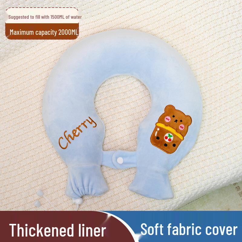 U-Shaped Neck Hot Water Bottle for Cervical Spine Relief, Plush PVC Heating Pad