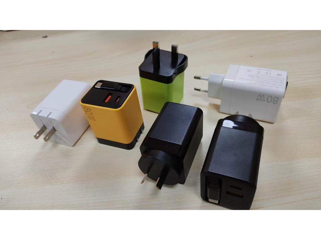 80W GaN Charger for Apple: Fast Charging Multi-Port Head with Built-in Cable