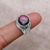 12 Mm Round Shape Mystic Topaz 925 Sterling Silver Classy Designer Shank Statement Ring For Unisex