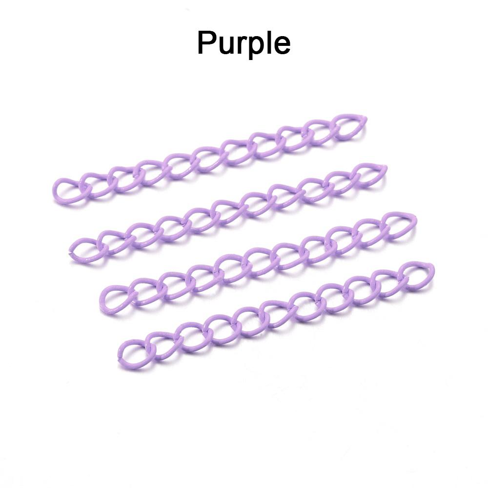 

30Pcs/Lot 50mm Colourful Necklace Extension Chain Bulk Bracelet Extended Chains Tail Extender for DIY Jewelry Making Supplies 5cm фиолетовый