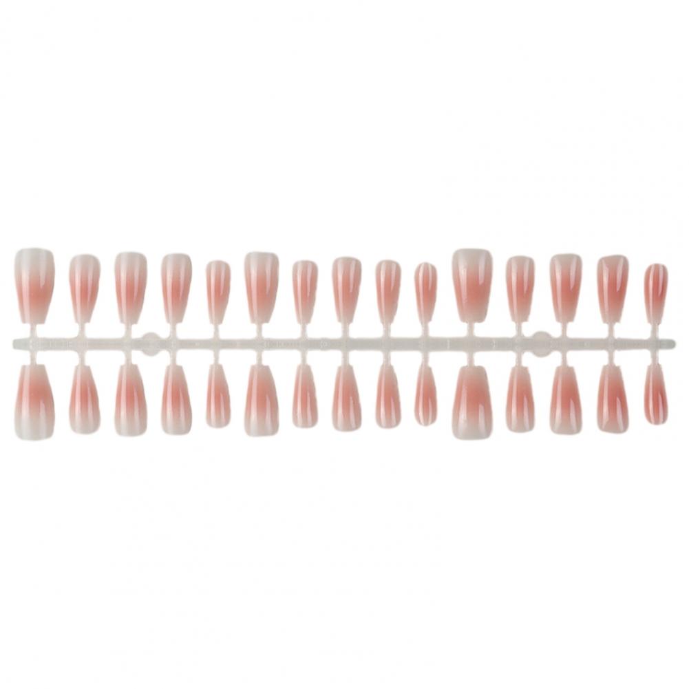 1 Bag Fake Nails Gradient Wearing Nail Blush Handmade Natural Perfect Fitting Trace-less Fake Nails for Natural Curvature
