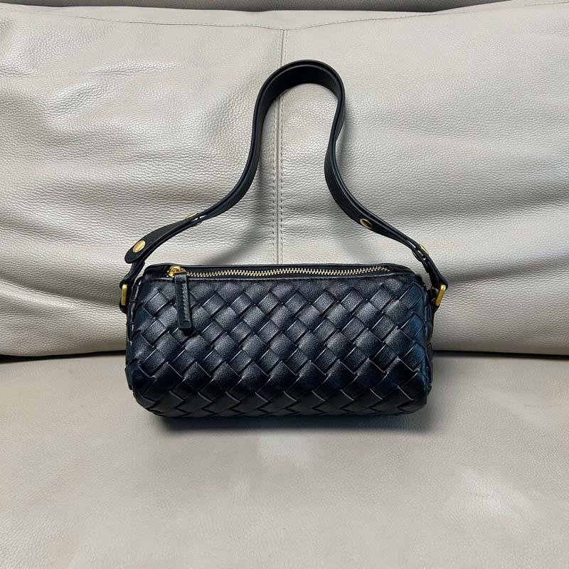 Leather rhombus bag woven pencil bag cylindrical women's bag underarm pillow bag one shoulder diagonal span handbag crossbody