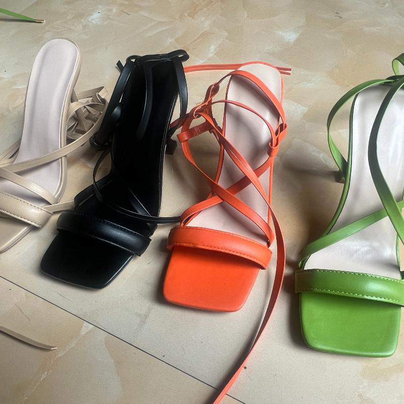 Fashion 2025 New Trend Ankle Strap Sandals Summer Women Sexy Party High Heels Black Fashion Casual Beach Sandal Zapatos De Mujer