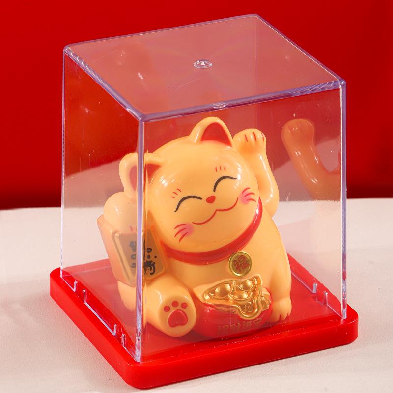 Solar Powered Waving Lucky Cat - Automatic Fortune Cat for Home, Desktop, or Car Decoration