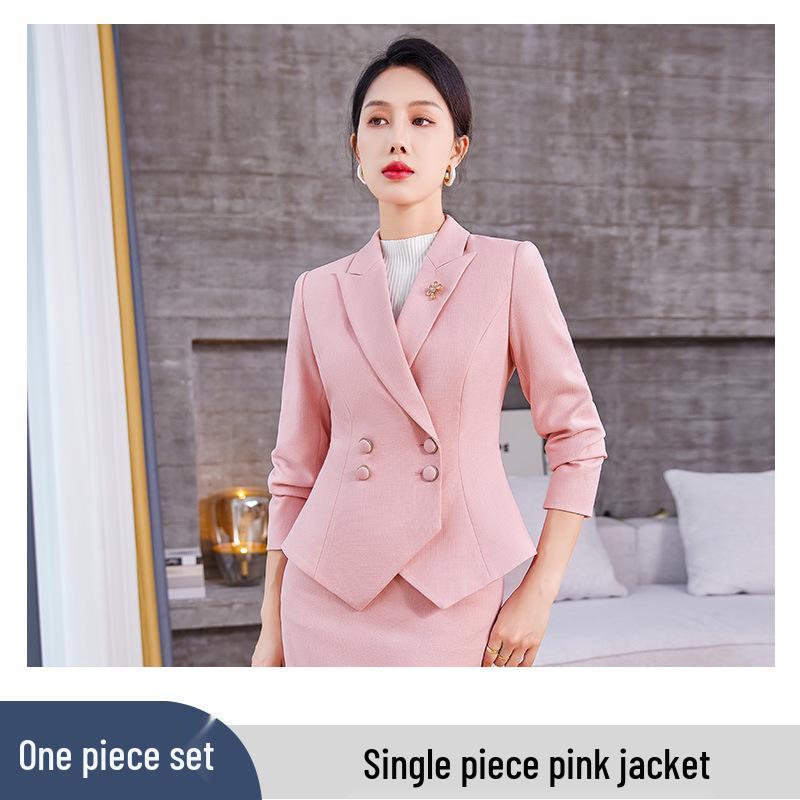 Elegant Pink Professional Women's Suit - Stylish Two-Piece Set for an Age-Defying, High-End Look