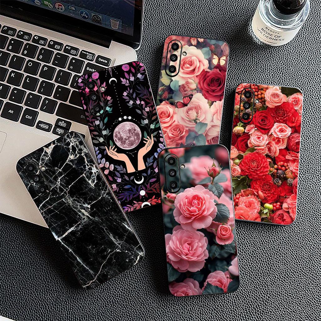 Texture Rose Flower Marble Grain Cover for Motorola Moto G35 G22 G23 G32 G53 G60 G72 G64 G20 G71 G52 G41 G42 E13 E20 E32 Case