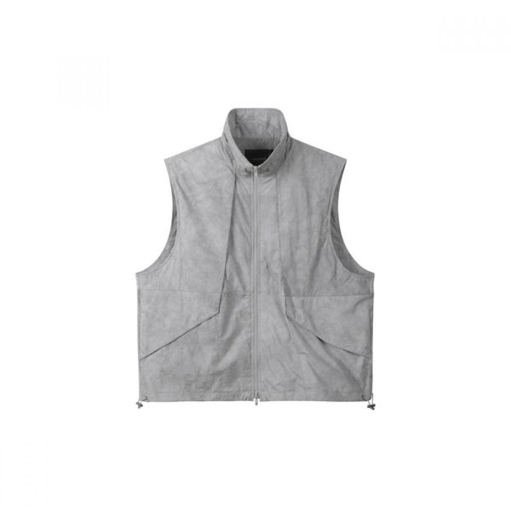Customellow Gray Fabric Dying Highneck Vest Cwuas25114gyx 95