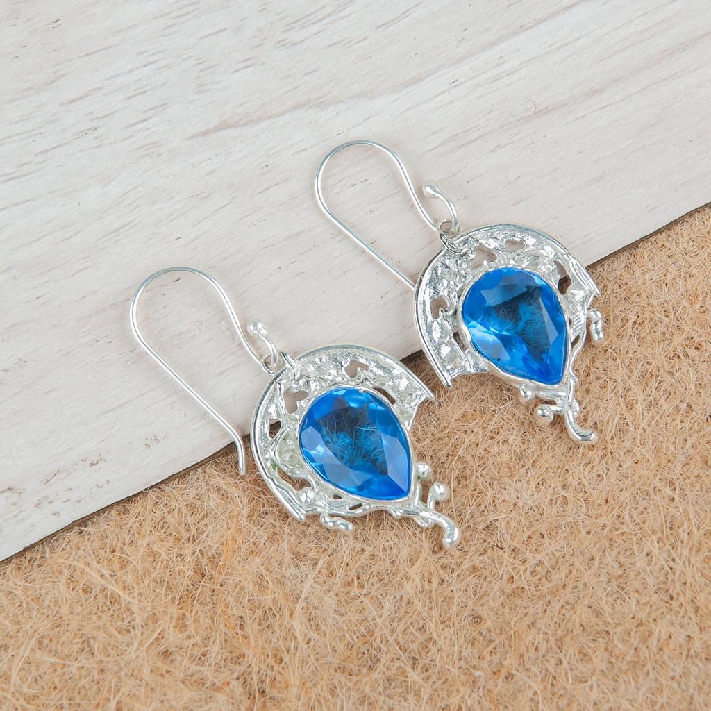 Tanzanite Gemstone 925 Sterling Silver Jewelry Handcrafted Unique Earrings Gift CE-5-5