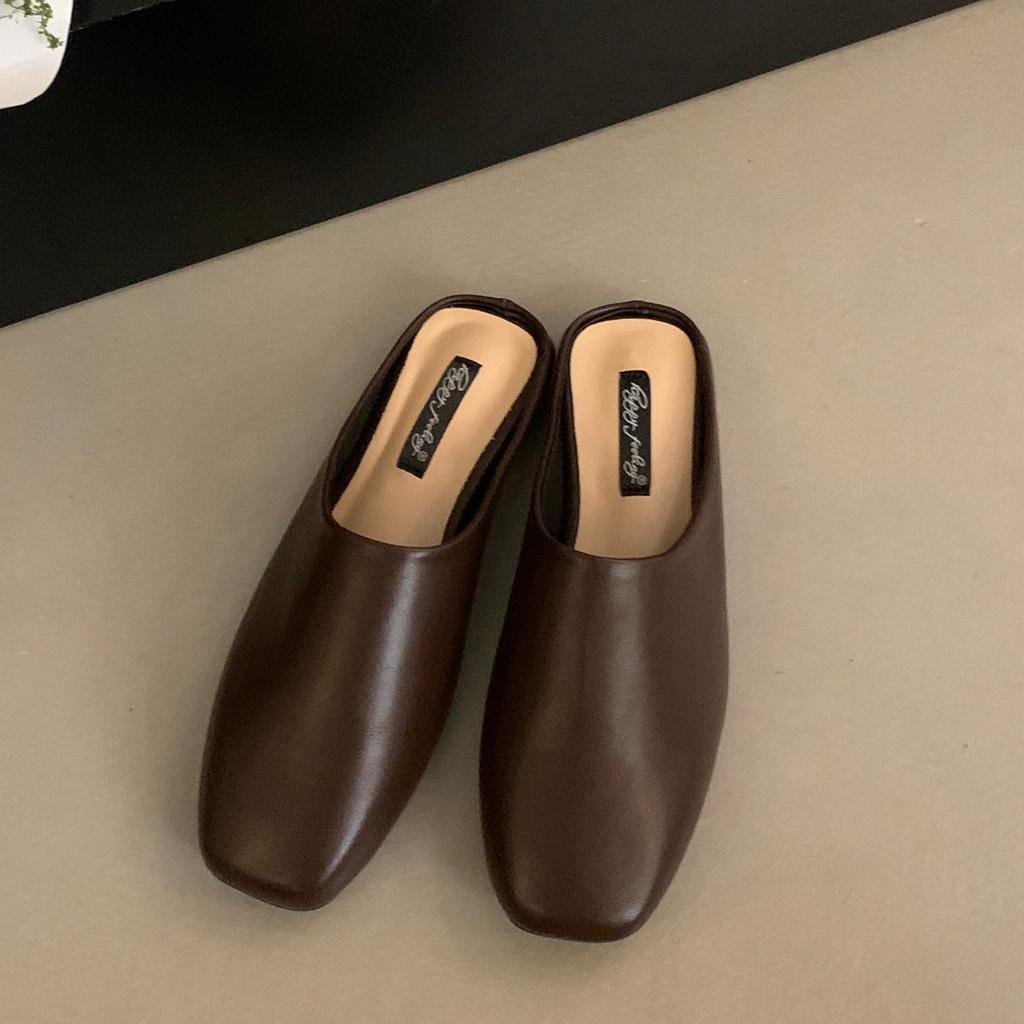 Bailamos Brand Women  Slippers Square Toe Sandals Mules Slippers Slides Women Simple Slippers Comfortable Office Mule Shoes Muje