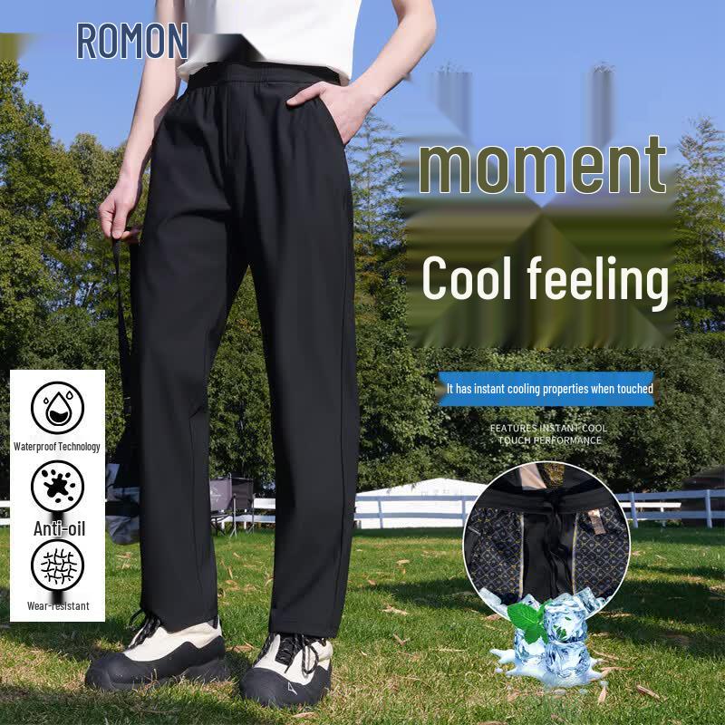 ROMON Men s Wrinkle-Free Business Casual Straight-Leg Pants L