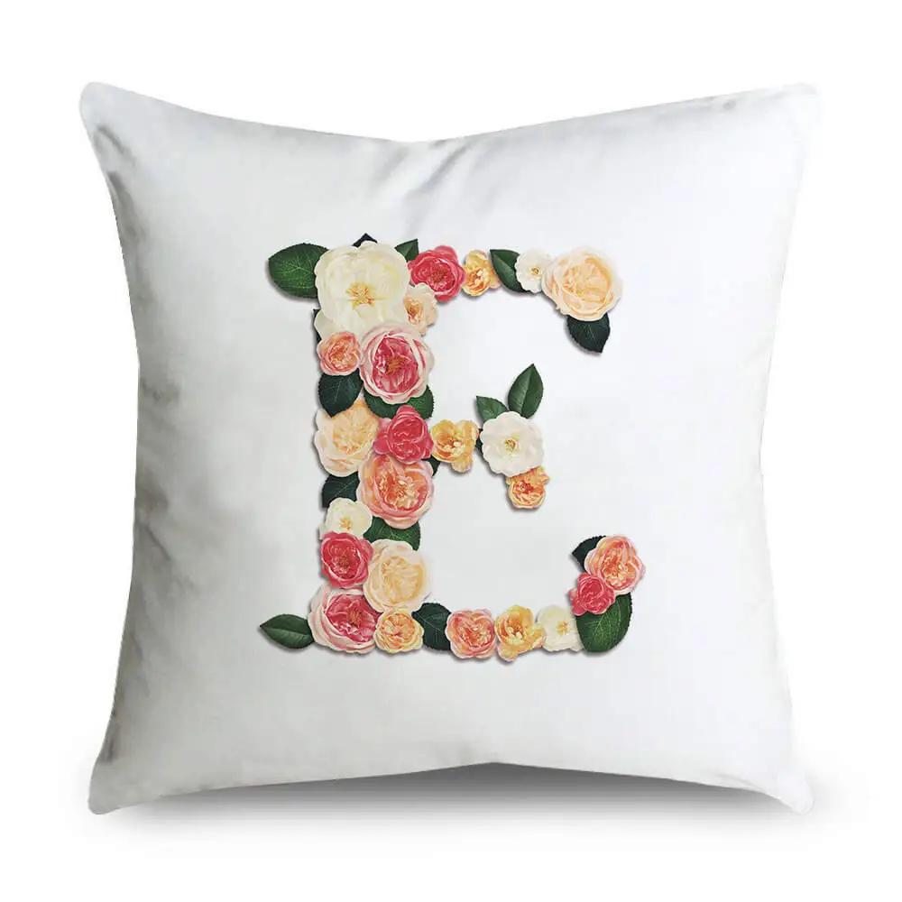 Pillow Home Decor Chair Pillowcase Wedding Decoration Cushion Cover Pink Flower Letter Sofa Car