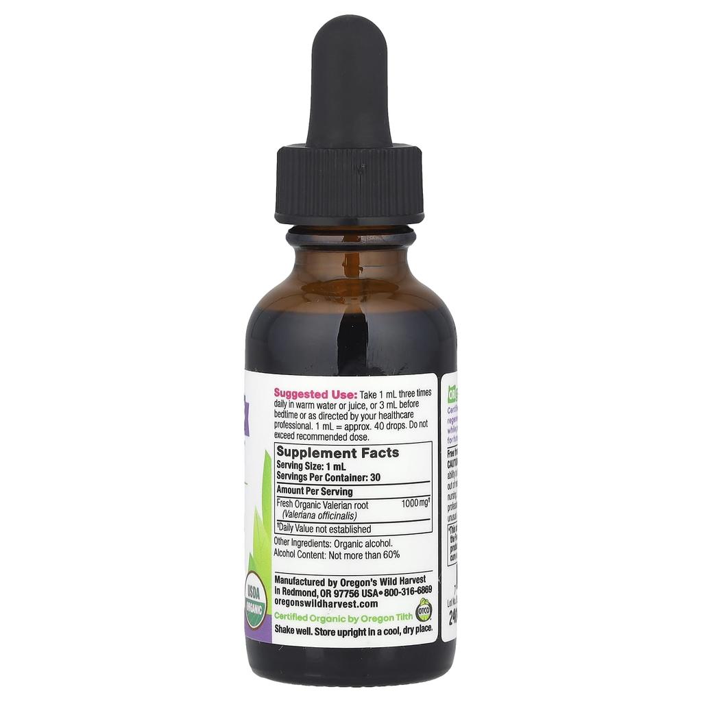 Oregon's Wild Harvest Organic Valerian Extract, 30Ml(1Fl Oz)