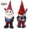 Durable Indoor Window Displays Halloween Voorhees Resin Figurine, Cute Horror Hockey Mask Gnome Statue Outdoor Patio Garden Statues with Knife,