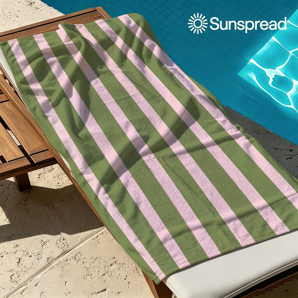 Roze & Groene Streep Sneldrogende Badhanddoek Microvezel strandlaken lichtgewicht zwemmen kamperen yoga strand uit