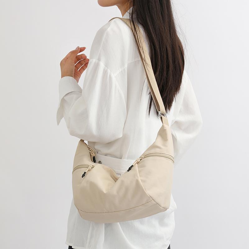 Women's Lightweight Nylon Hobo Bag - Crescent Crossbody Purse with Adjustable Strap (Water-Resistant for Work & Daily Use)