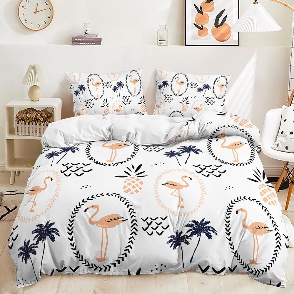 3D Flamingo Duvet Cover Full Size 2/3 Animal Pattern Bedding Set with Pillowcases for Teens and Boys Duvet Cover Pillowcase Gift