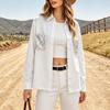Women's Casual Single-Breasted Lapel Sequin Drop Shoulder Jacket with Hem