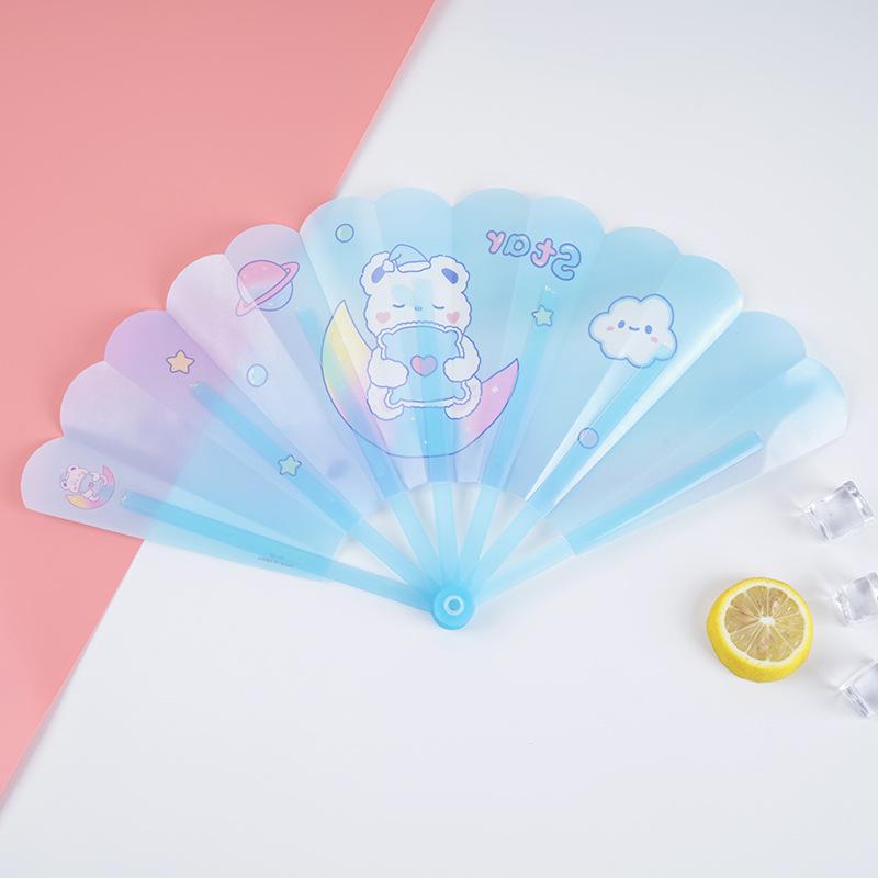 Mini Cartoon Handheld Folding Fan - Cute Student Design with Customizable Logo