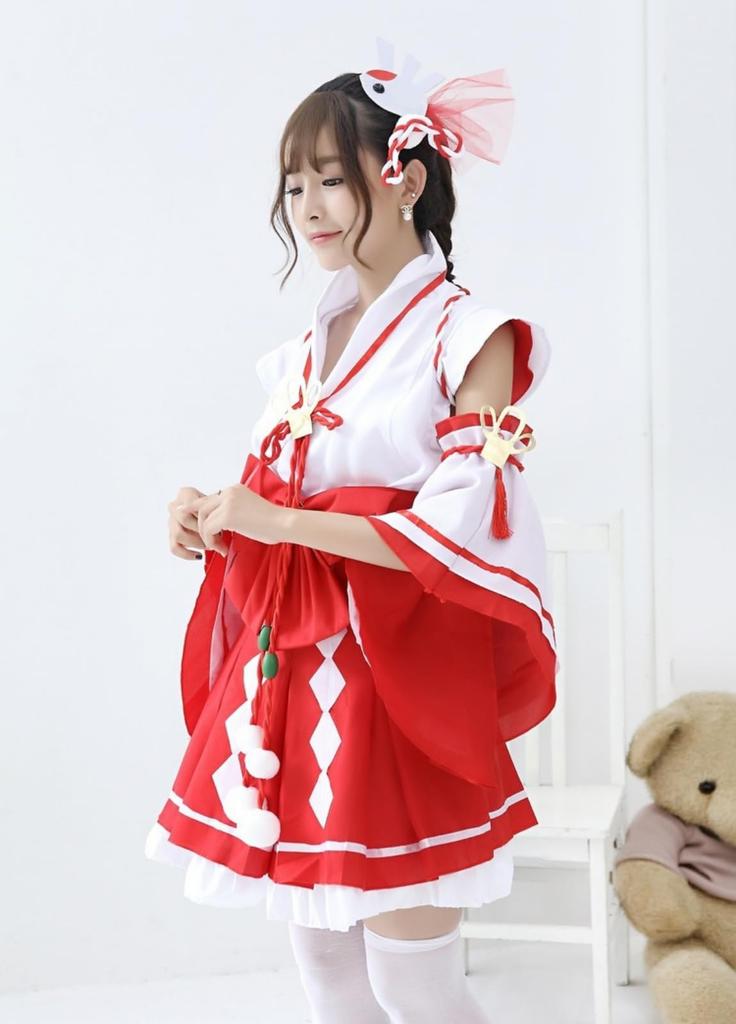 COSSA Shrine Maiden Cosplay Costume for New School and White and Red Shrines, Year's, Halloween, Festivals, Events, (XL)